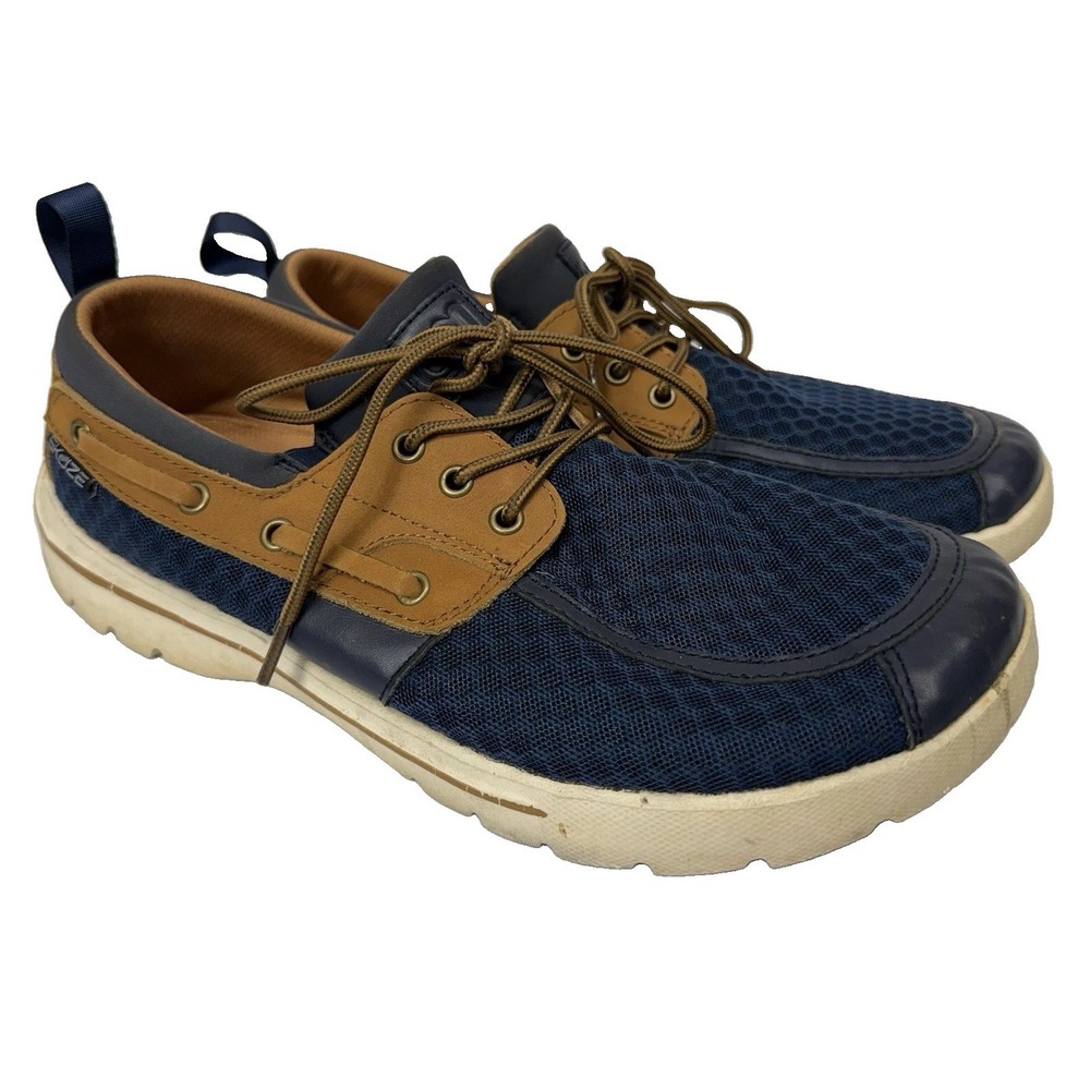 Skuze Del Marina Comfort Shoes Navy Tan Mesh Boat Sneakers Mens 9.5